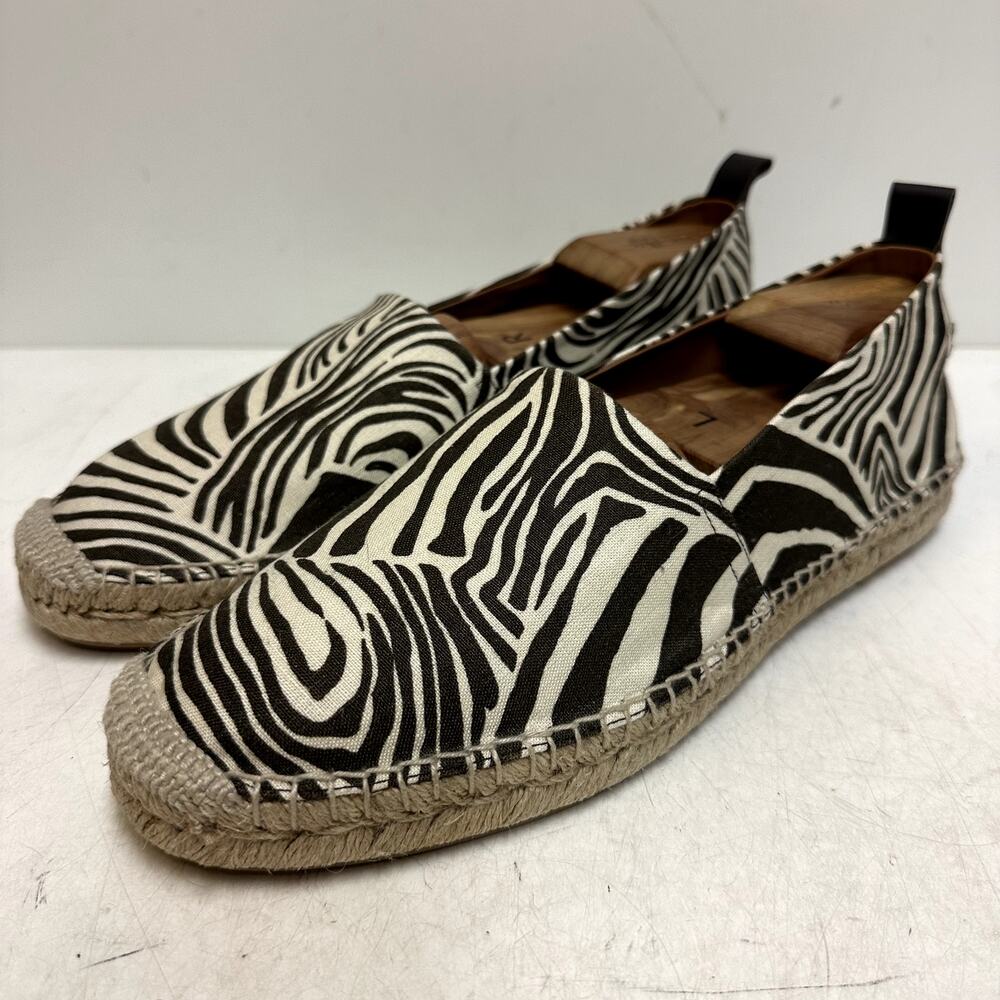 NWOT Ralph Lauren Purple Label Bowsworth Zebra Print Linen Espadrille Spain 9 D